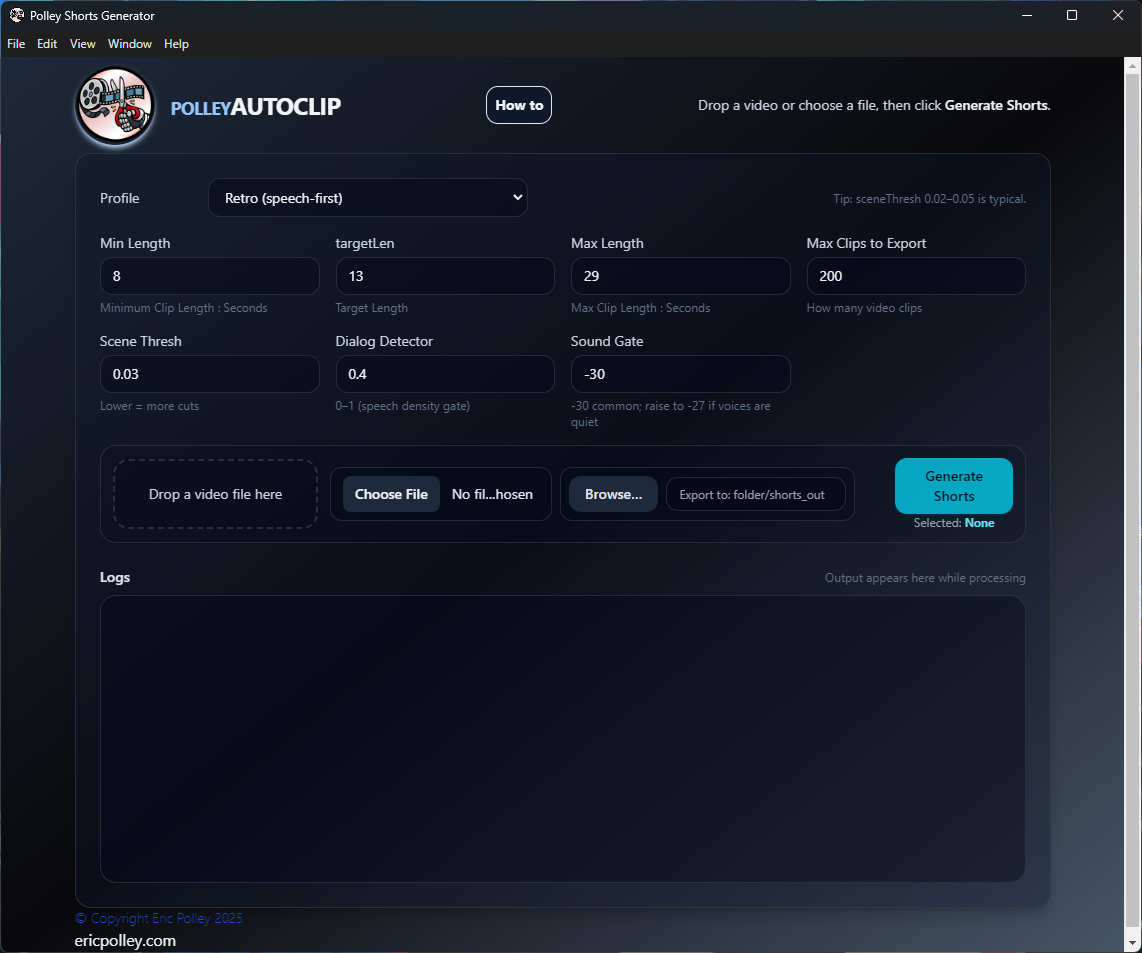 Polley AutoClip app interface